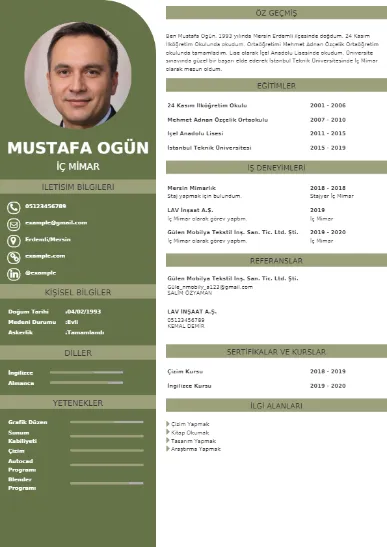 Mimar Örnek cv indir